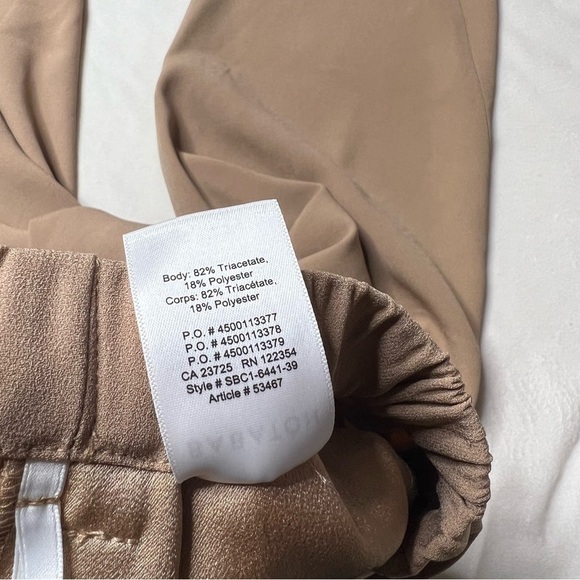 Aritzia Babaton Dexter Pant Starboard Tan Trouser Business Casual Elastic Waist - Picture 6 of 10